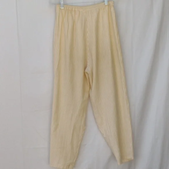 Vintage Handmade Yellow Striped Seersucker Pants L - Picture 2 of 9
